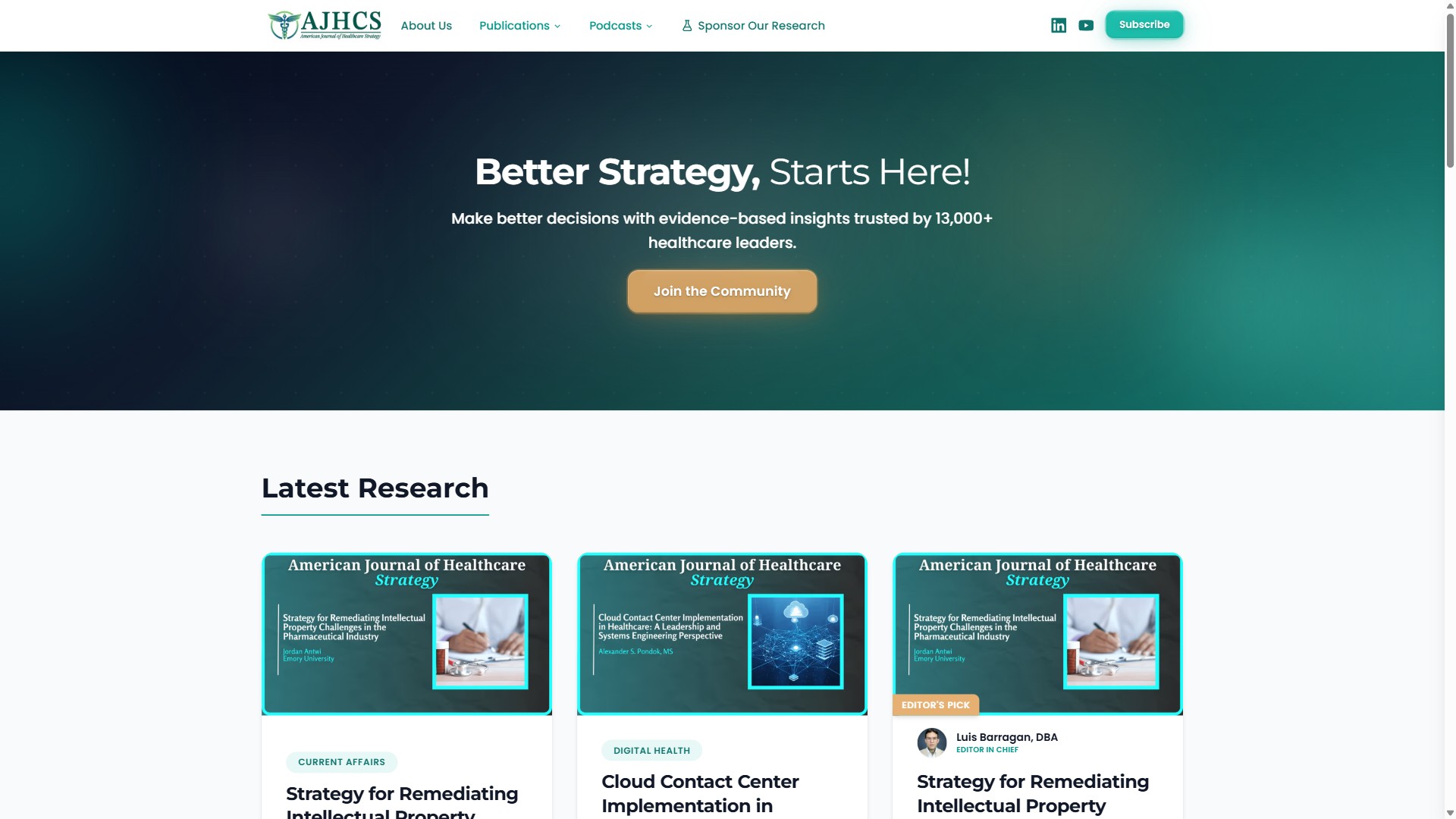 AJHCS.org homepage preview